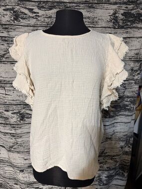 mittoshop Ivory Ruffle Sleeve Blouse